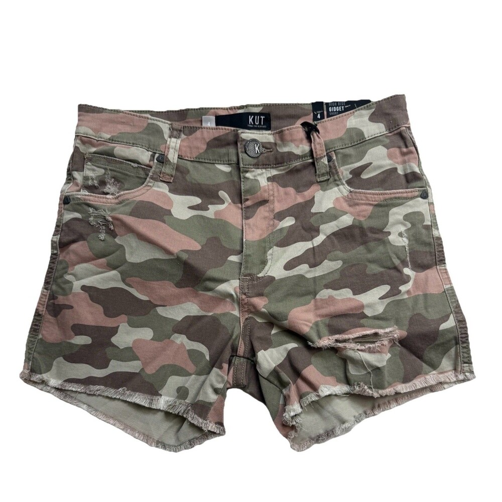 Kut From The Kloth High Rise Gidget Short In Camo Jane Sz 4 New